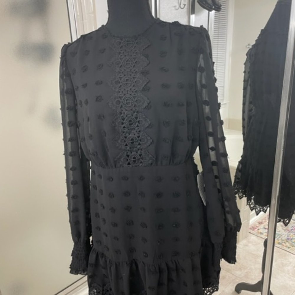 Love X Design Black Lace Mini Dress - Size M